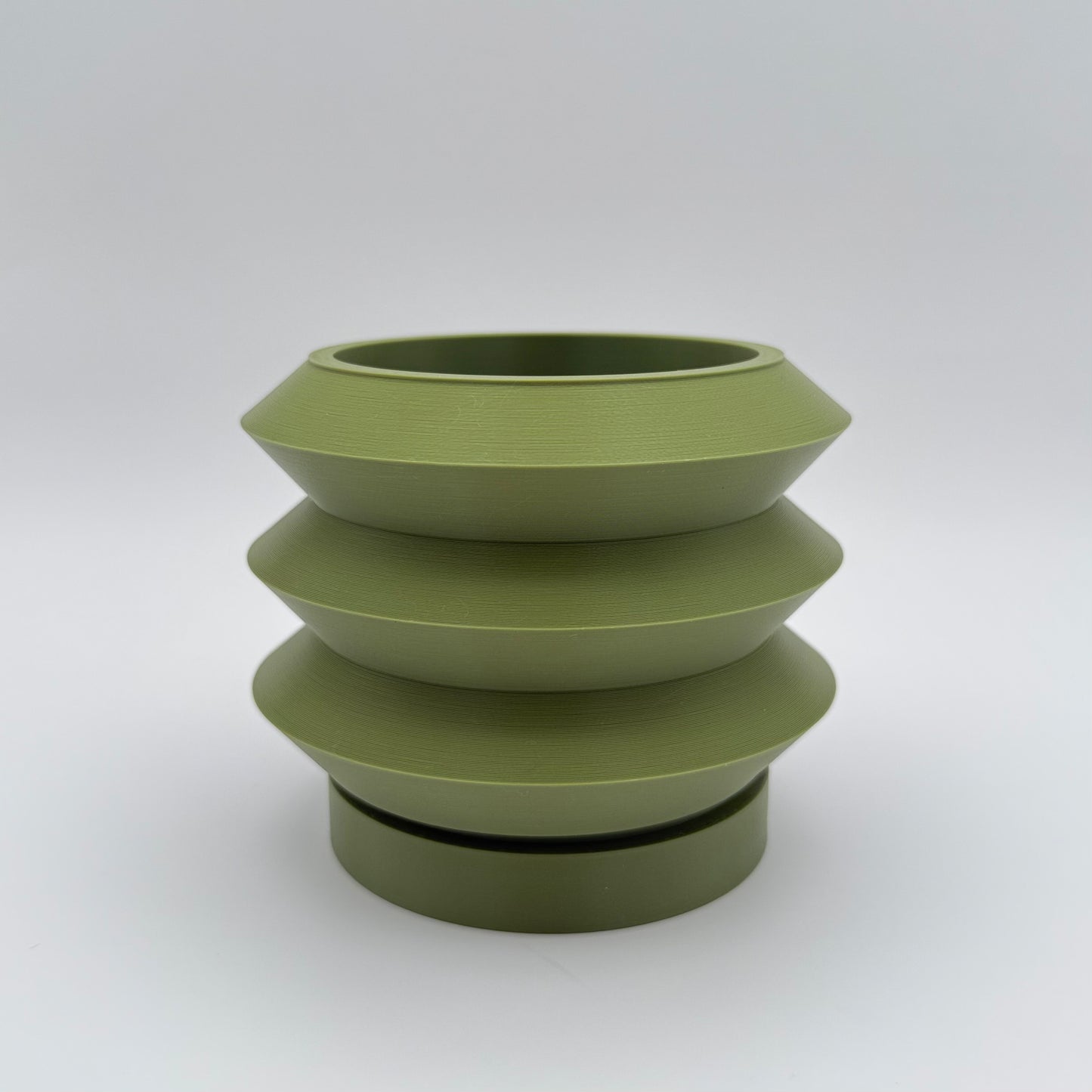 3" GeoTrio 3D Printed Cloud Planter with drainage tray in Olive