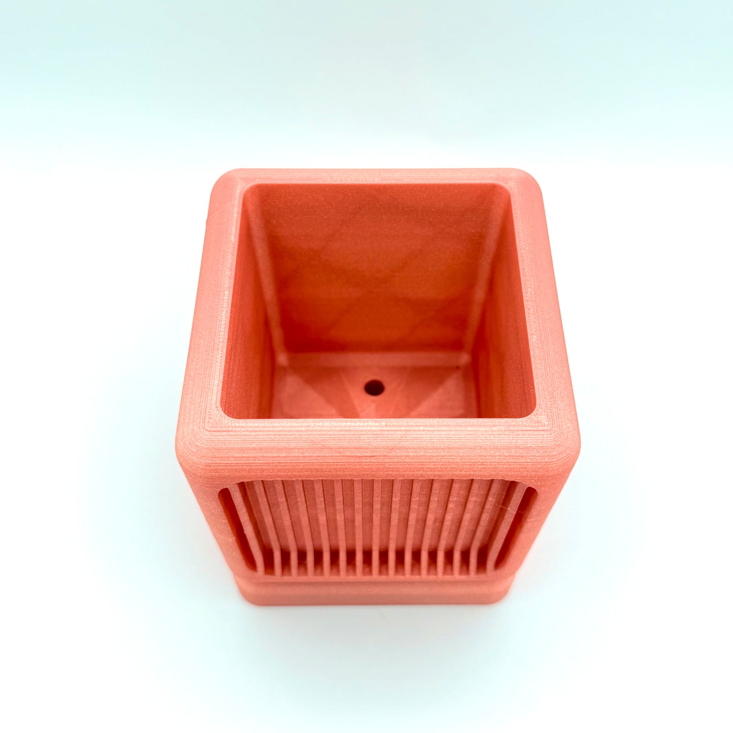 3.5" Square Root 3D Printed Cloud Planter with drainage tray in Rose Gold
