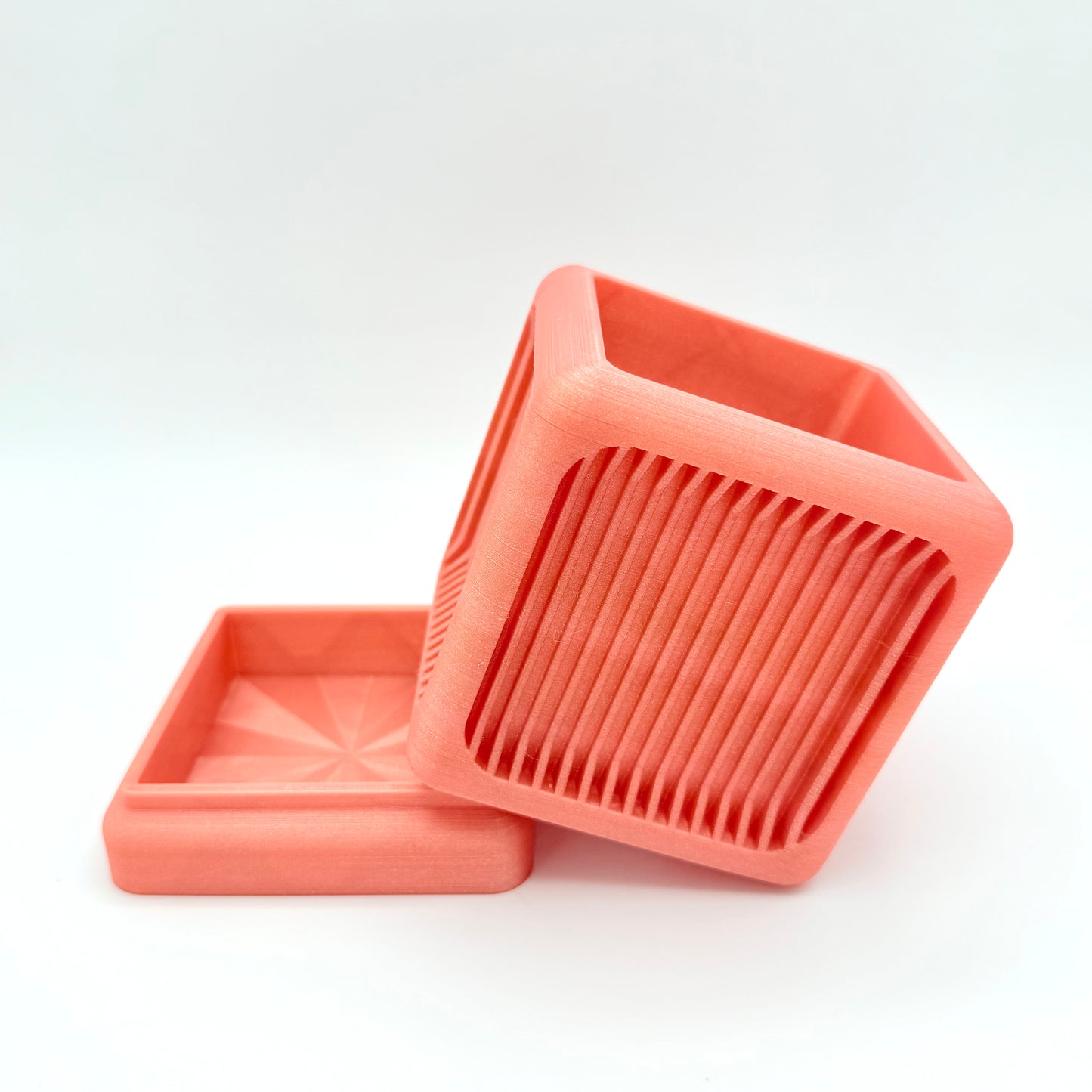 3.5" Square Root 3D Printed Cloud Planter with drainage tray in Rose Gold