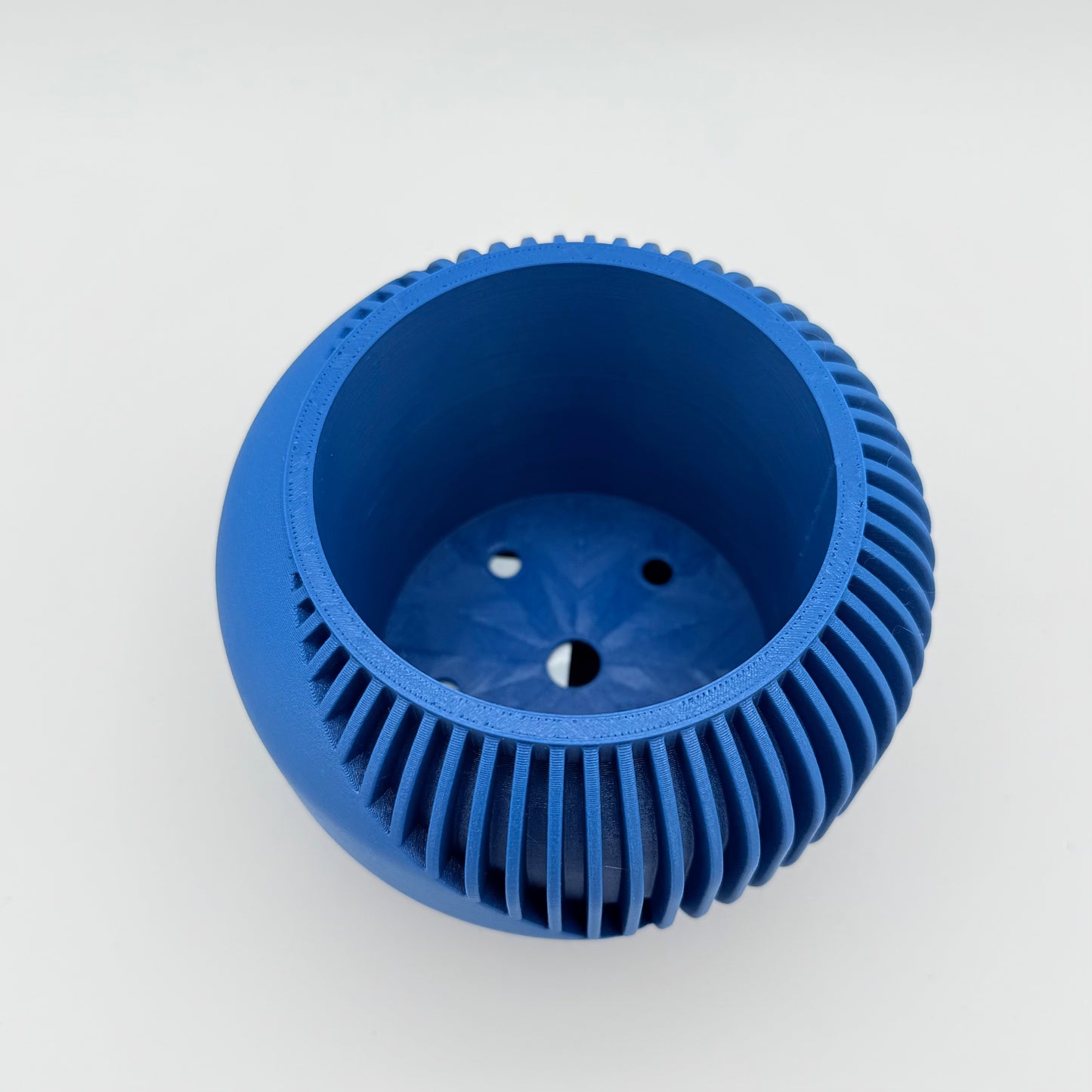 3" MidMod Ridge 3D Printed Cloud Planter with drainage tray in Sapphire