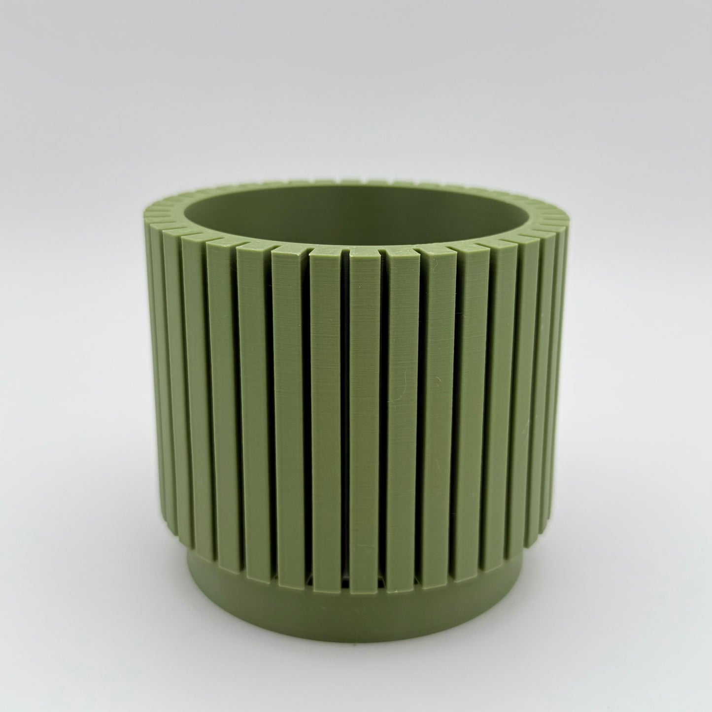 3" Pinstripes 3D Printed Cloud Planter with drainage tray in Olive