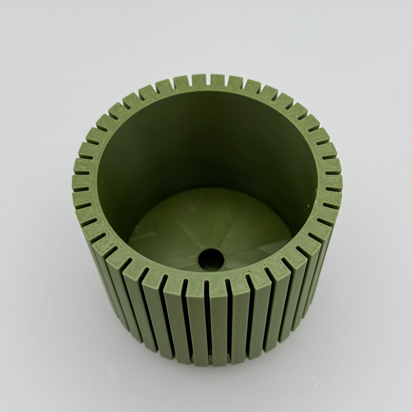3" Pinstripes 3D Printed Cloud Planter with drainage tray in Olive