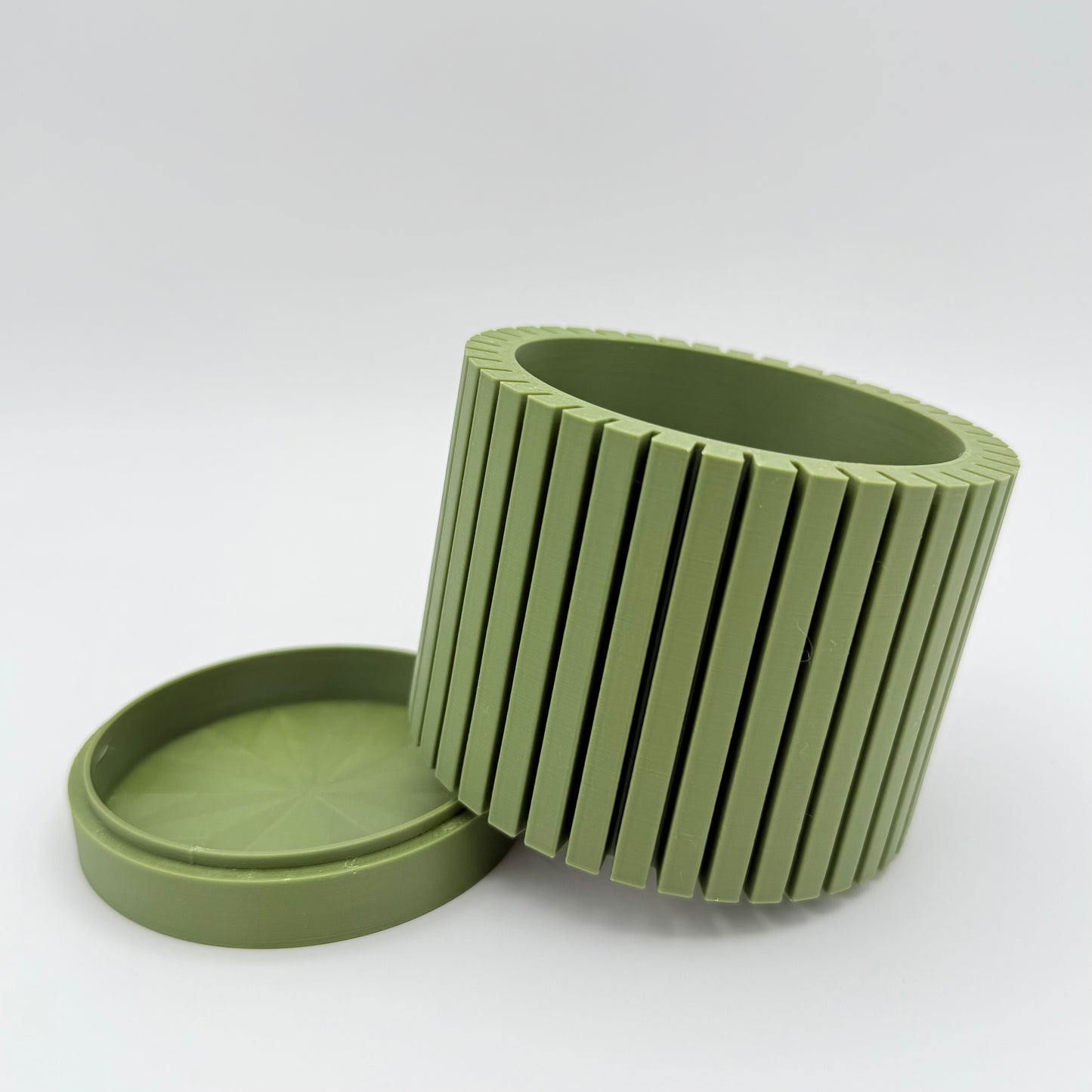 3" Pinstripes 3D Printed Cloud Planter with drainage tray in Olive