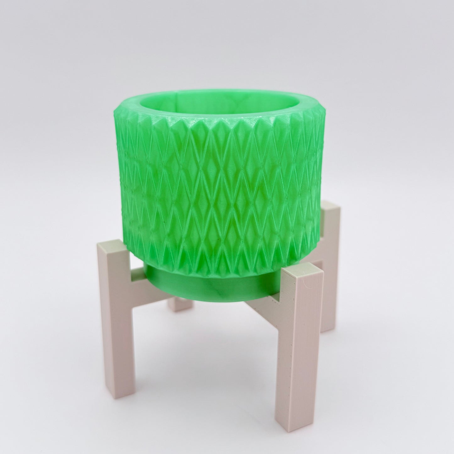 2" Diamond Cross 3D Printed Cloud Planter with drainage tray in Lime Popsicle