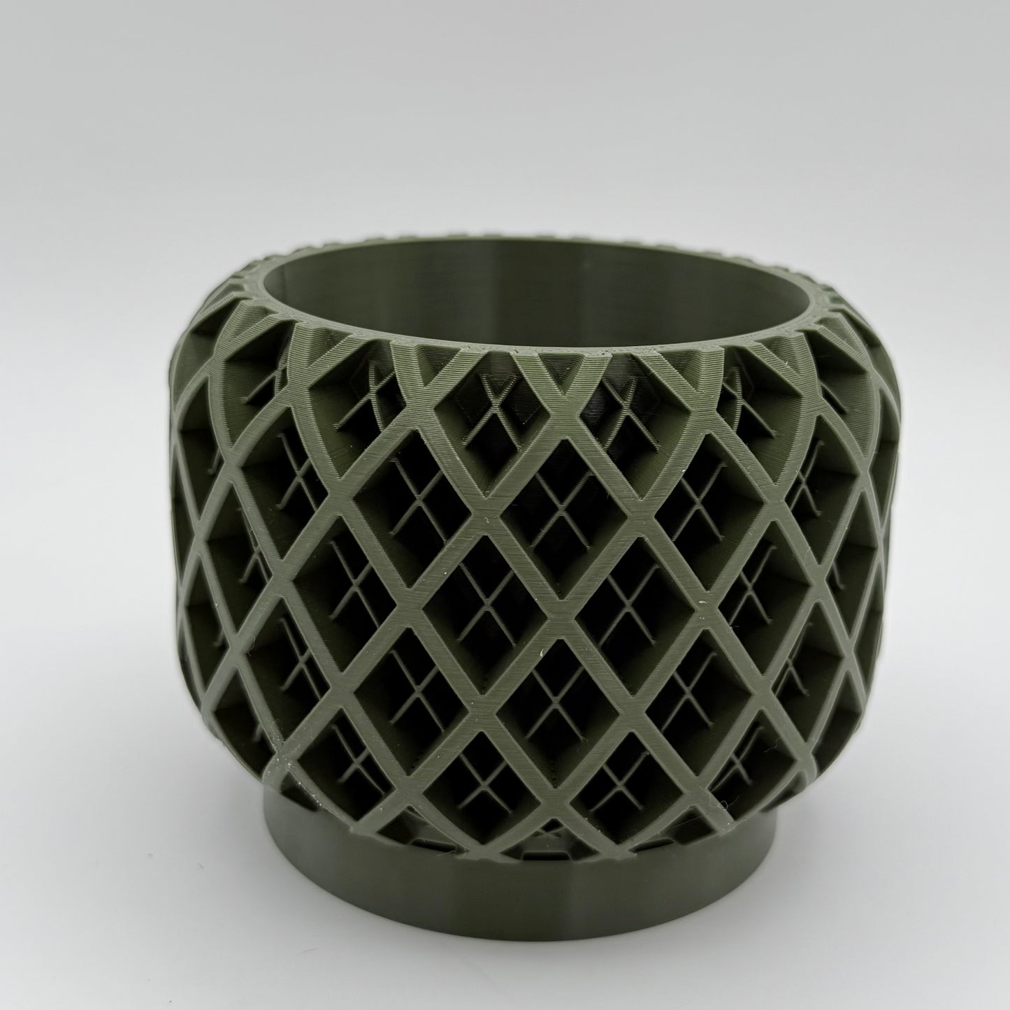 3" GeoPlaid 3D Printed Cloud Planter with drainage tray in Olive