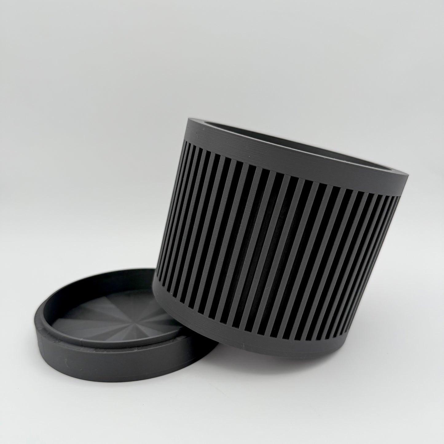 5" Simple Lines 3D Printed Cloud Planter with drainage tray in Matte Black