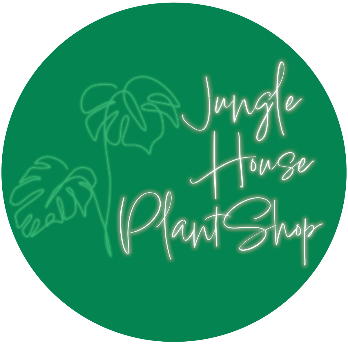 jungle house plant shop logo in a green circle