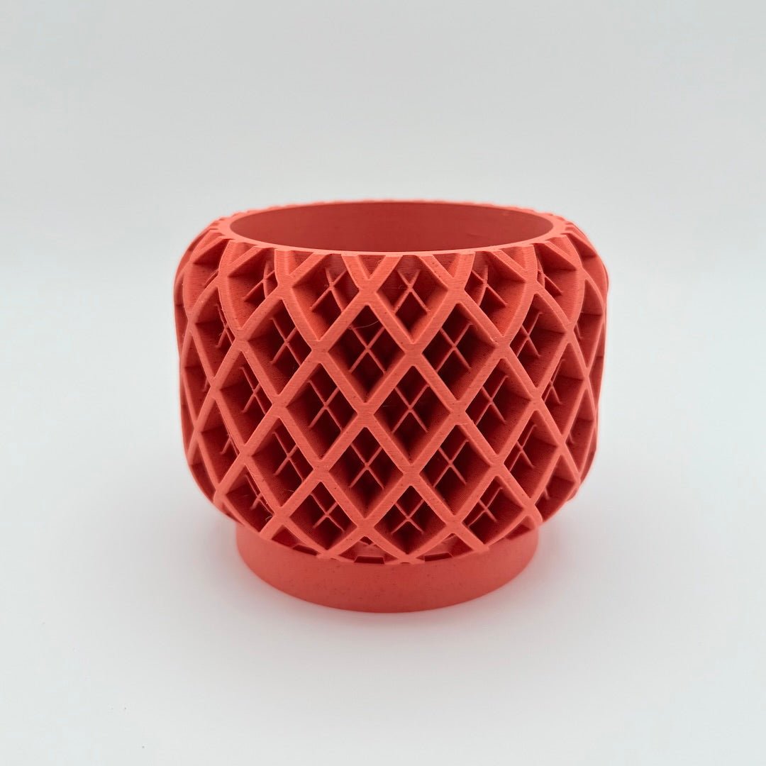 orange geoplaid 3d printed planter