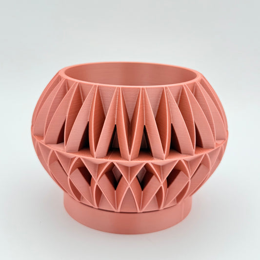 3" Garden Gate 3D Printed Cloud Planter with drainage tray in Rose Gold
