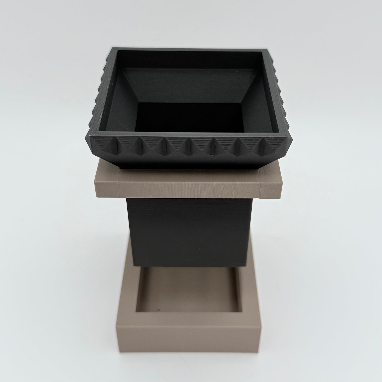 2-Piece Hover Cloud 3D Printed Planter with drainage tray in Matte Black/Tan