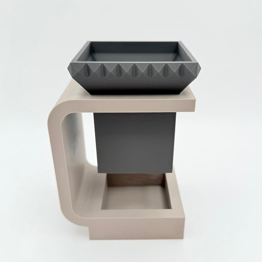 2-Piece Hover Cloud 3D Printed Planter with drainage tray in Matte Black/Tan