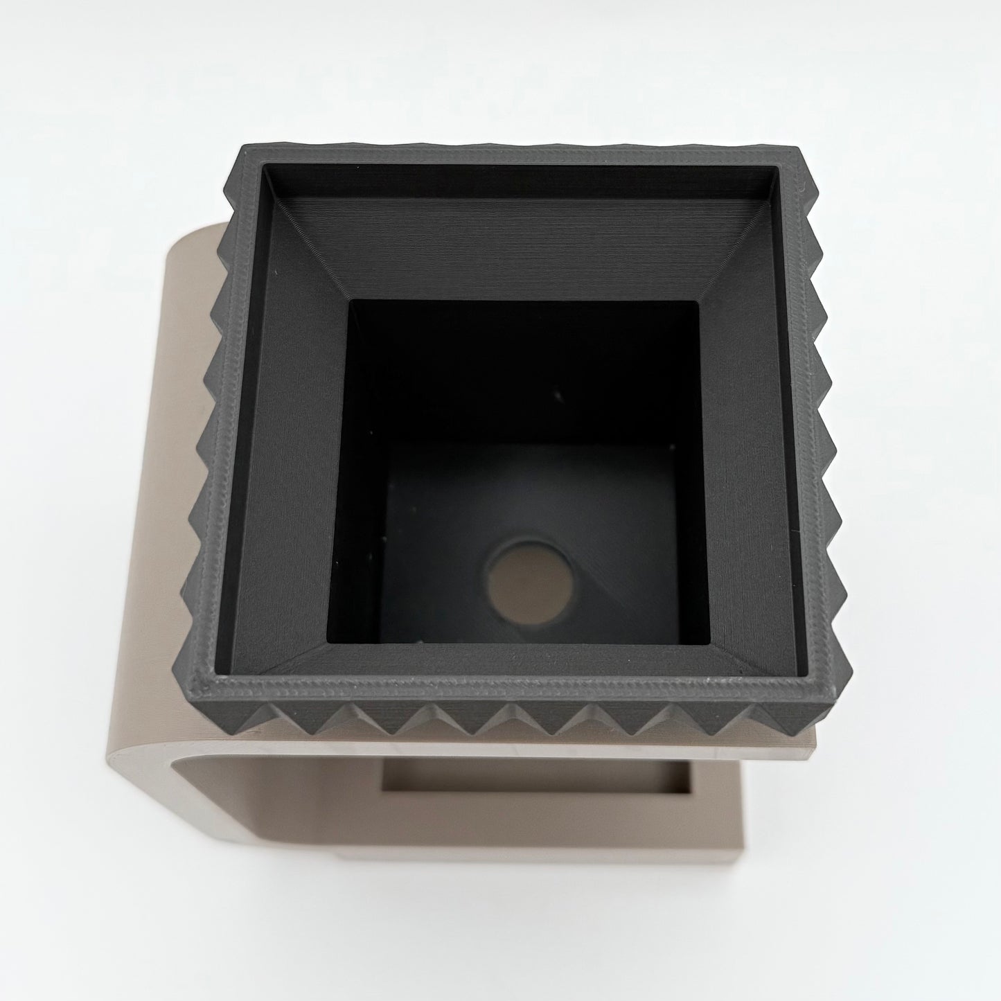 2-Piece Hover Cloud 3D Printed Planter with drainage tray in Matte Black/Tan