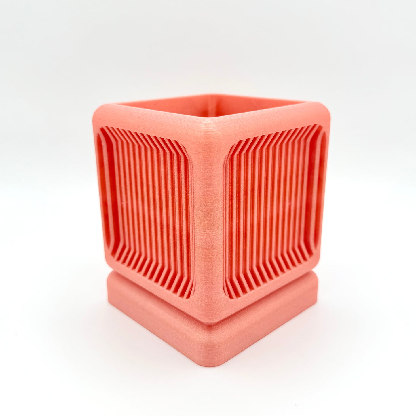 3.5" Square Root 3D Printed Cloud Planter with drainage tray in Rose Gold
