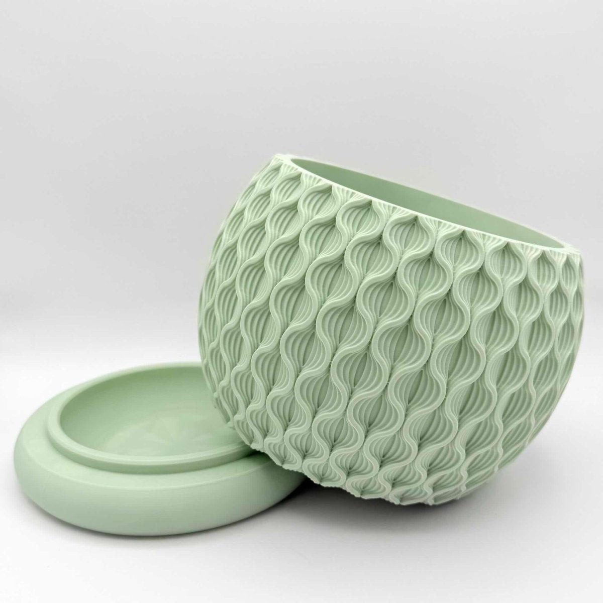 Mint lotus indoor planter pot propped up on drainage tray