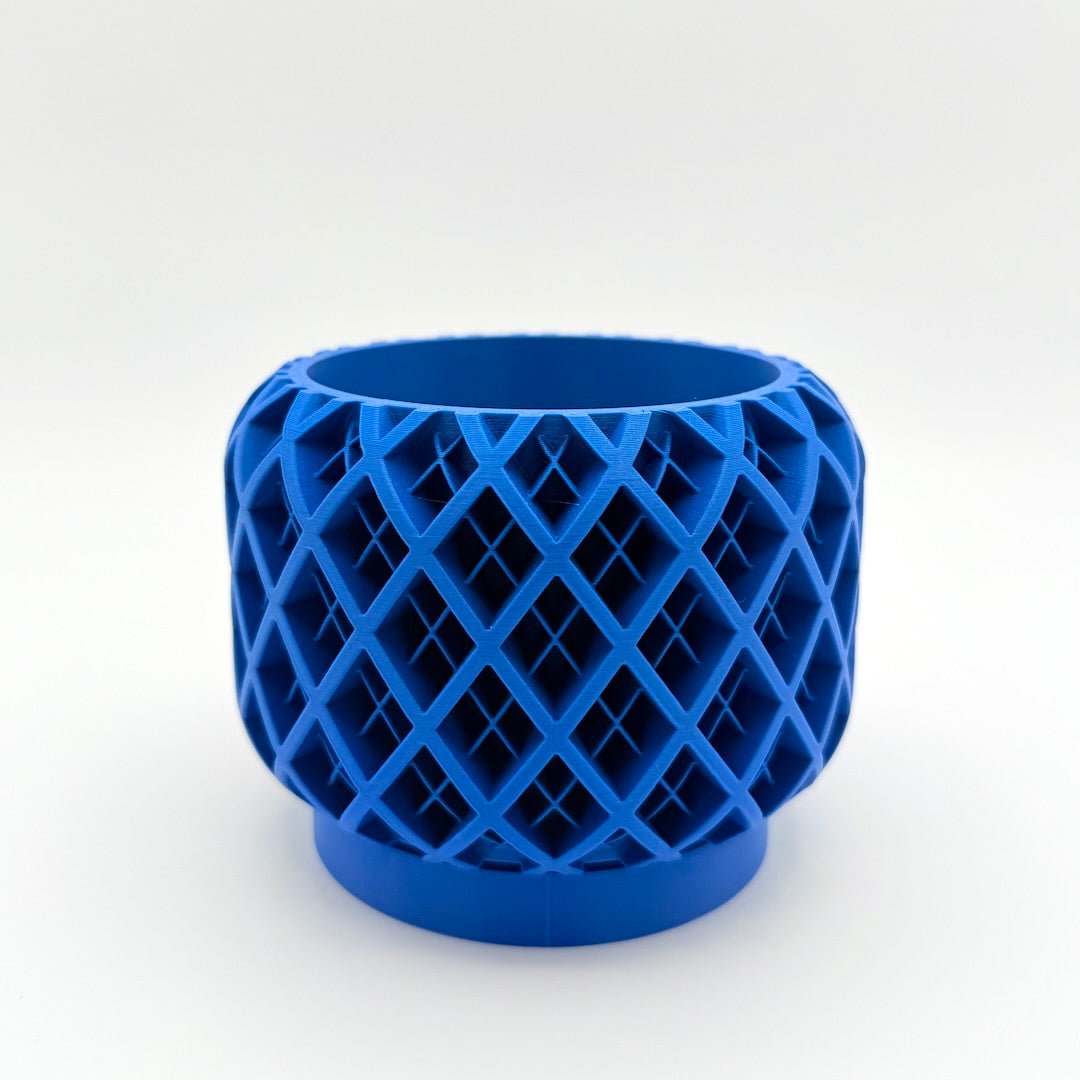 blue geoplaid planter